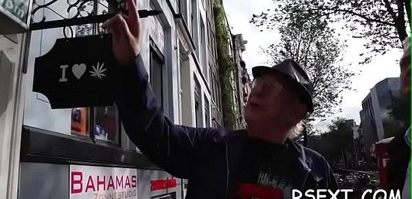  Horny old stud takes a tour in amsterdam&039;s redlight district